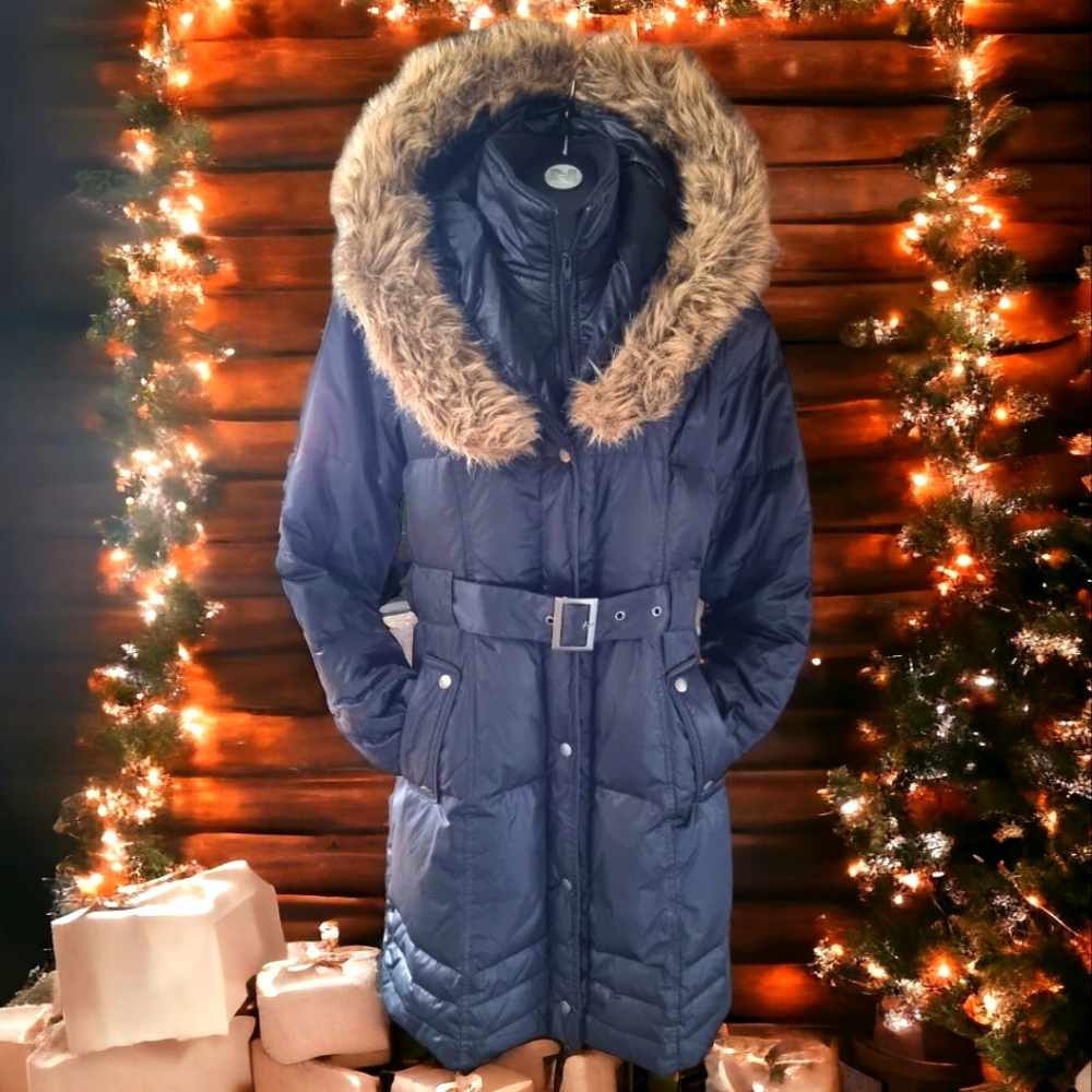 Smart Set Belted Down & Feather Puffer Coat